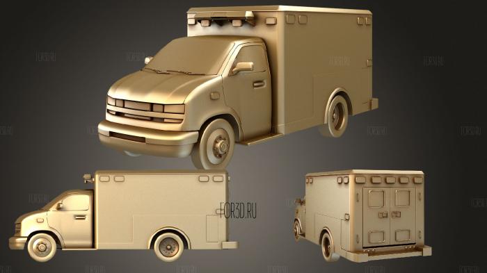 Ambulance V4 OBJ stl model for CNC
